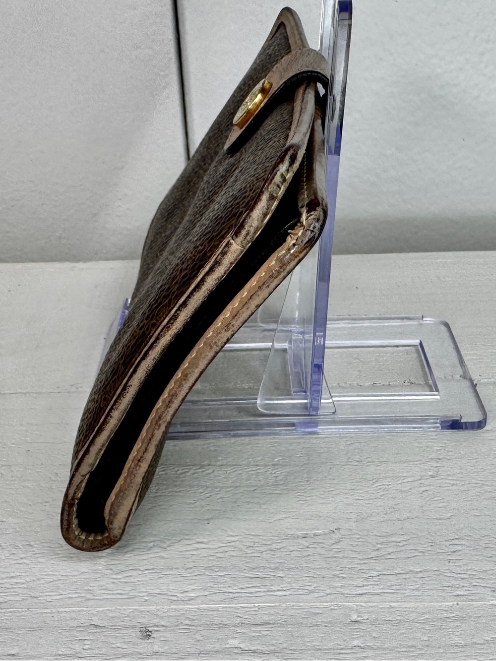 Vintage CELINE Macadam Monogram Long Wallet Brown PVC & Tan Leather - Picture 2 of 14